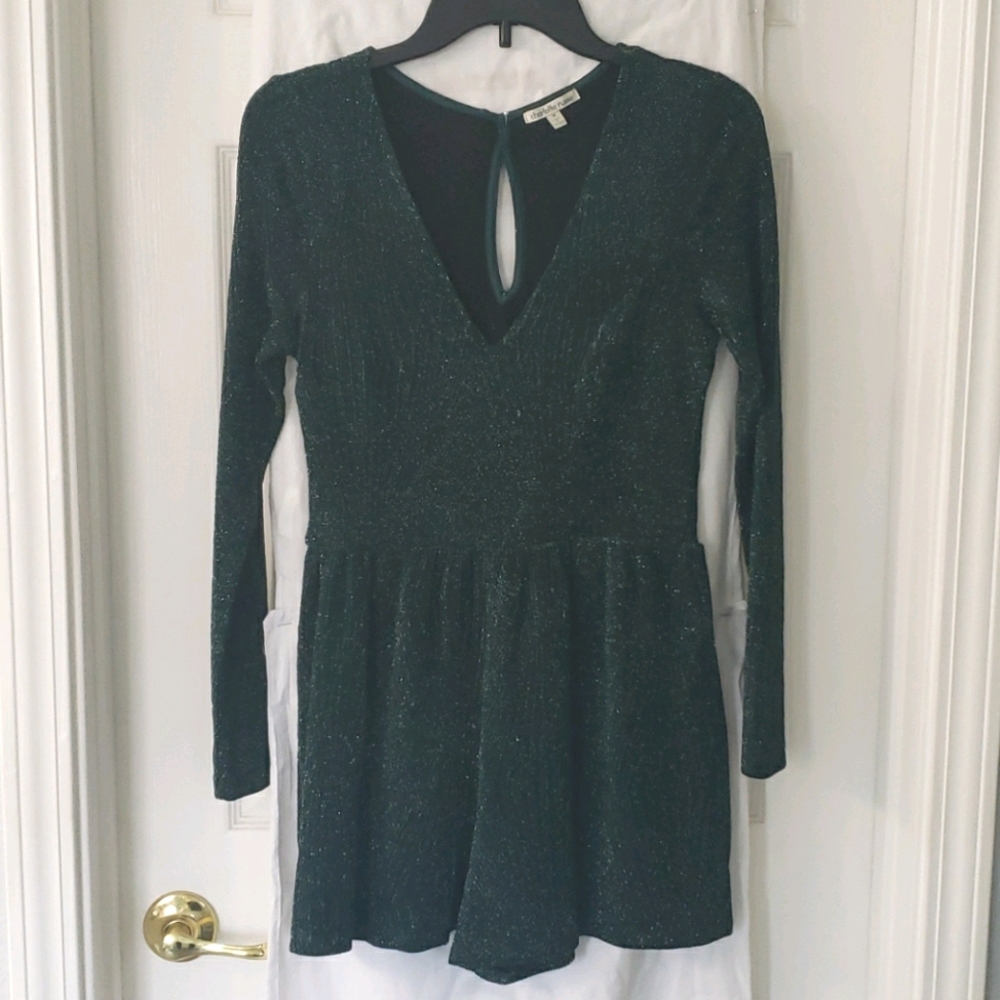 Holiday Party Green Sparkley Romper